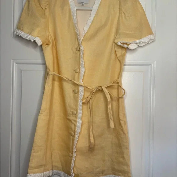 Reformation Yellow Dress with White Trim - Picture 7 of 8
